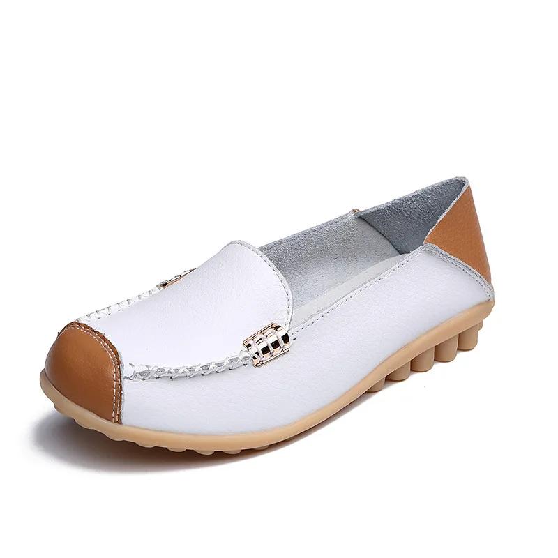 Women Shoes 2024 New Spring Summer Leather Waterproof Non-slip Cowhide Soft Sole Casual Loafers Mom Shoes Women Sneakers