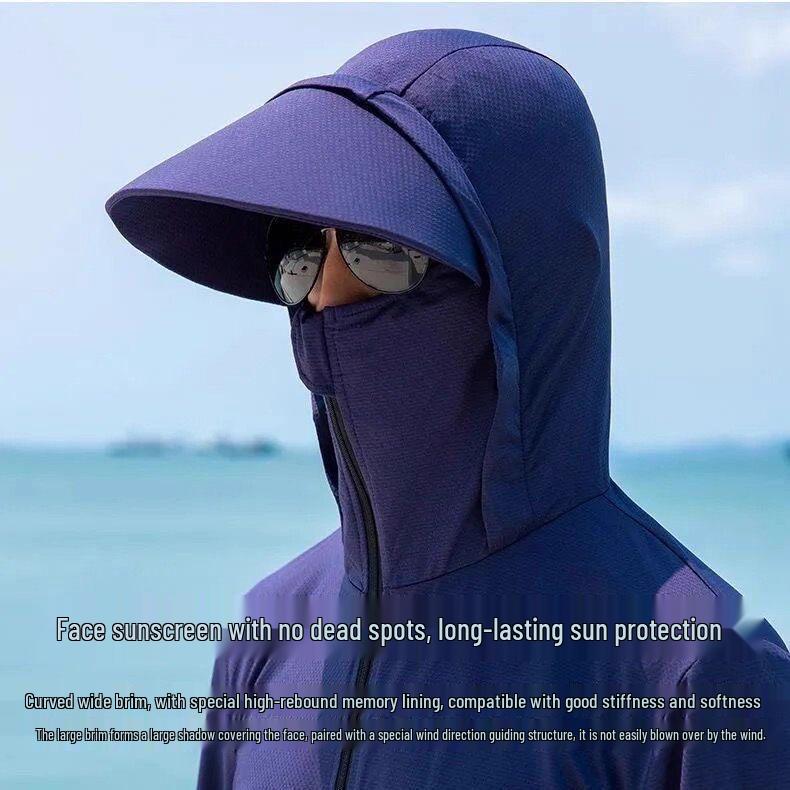 Men's Cool Breathable Ice Silk UV Protection Hooded Fishing Jacket