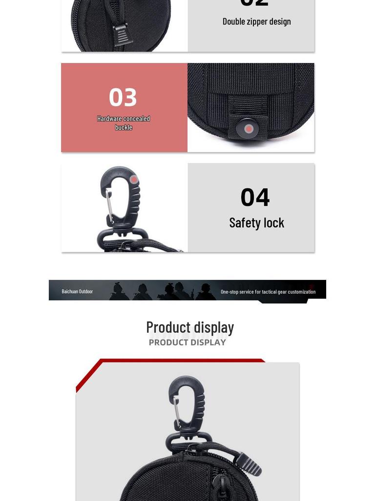 Versatile Outdoor Tactical Key Pouch: Waterproof Coin & Earphone Pocket, EDC Round Hanging Bag