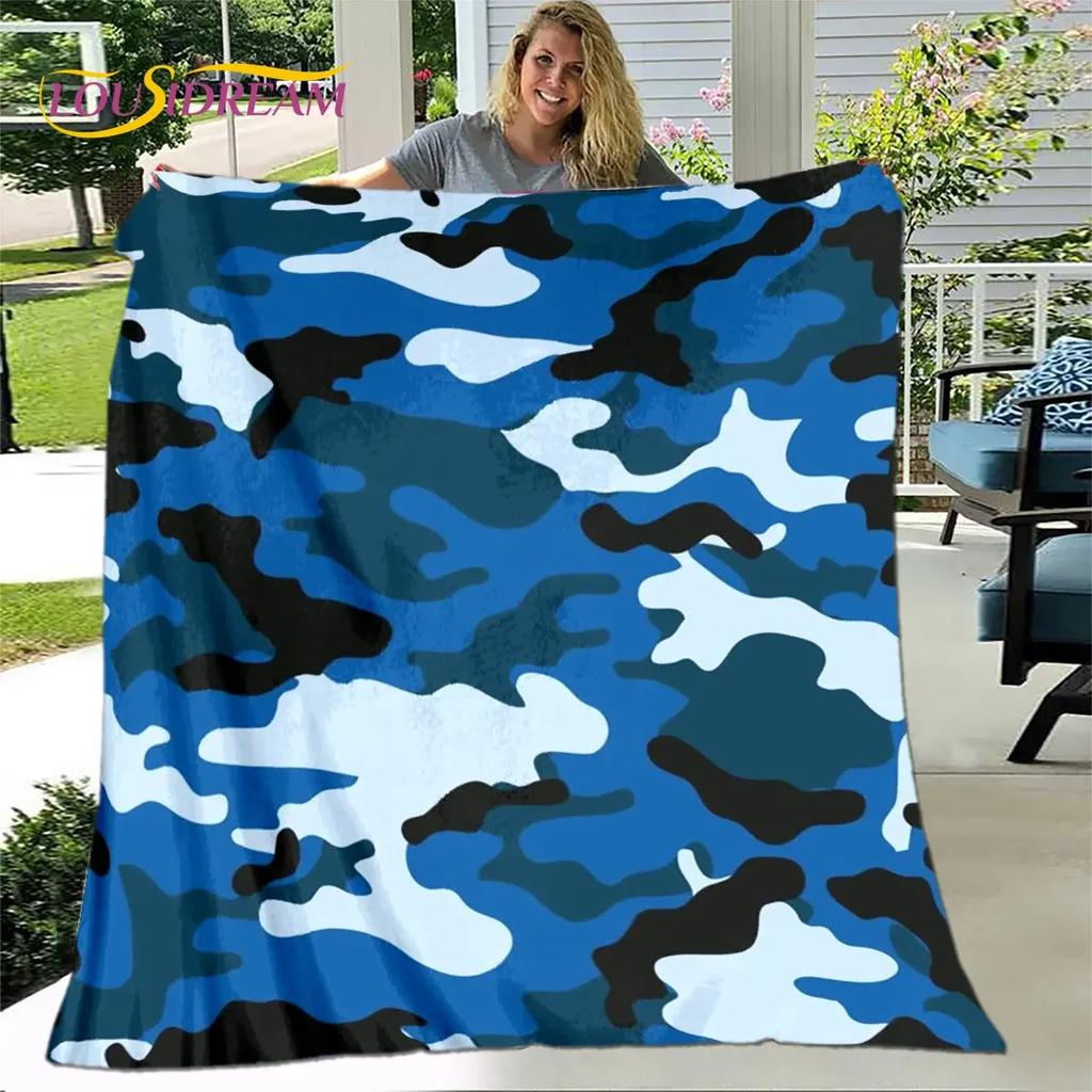 D Colorful Camo Camouflage Throw Blanket Warm Flannel Blanket for Home Living Room Bedroom Beds Sofa Outdoors