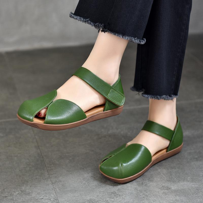 Fashion GKTINOO Flat Sandals Women's Genuine Leather Peep Toe Roman Shoes 2024 Summer New Cowhide Soft Sole Versatile Women's Shoes