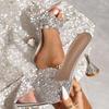 Eilyken Bling Crystal Diamond PVC Transparent Women Sandals Summer Pointed Toe Banquet Party High Heels Shoes