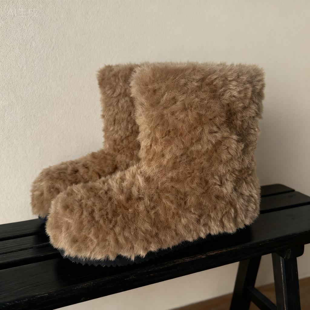 Women's large size soft elastic winter warm cold padded snow boots non-slip wear outdoor leisure sports plush cotton boots