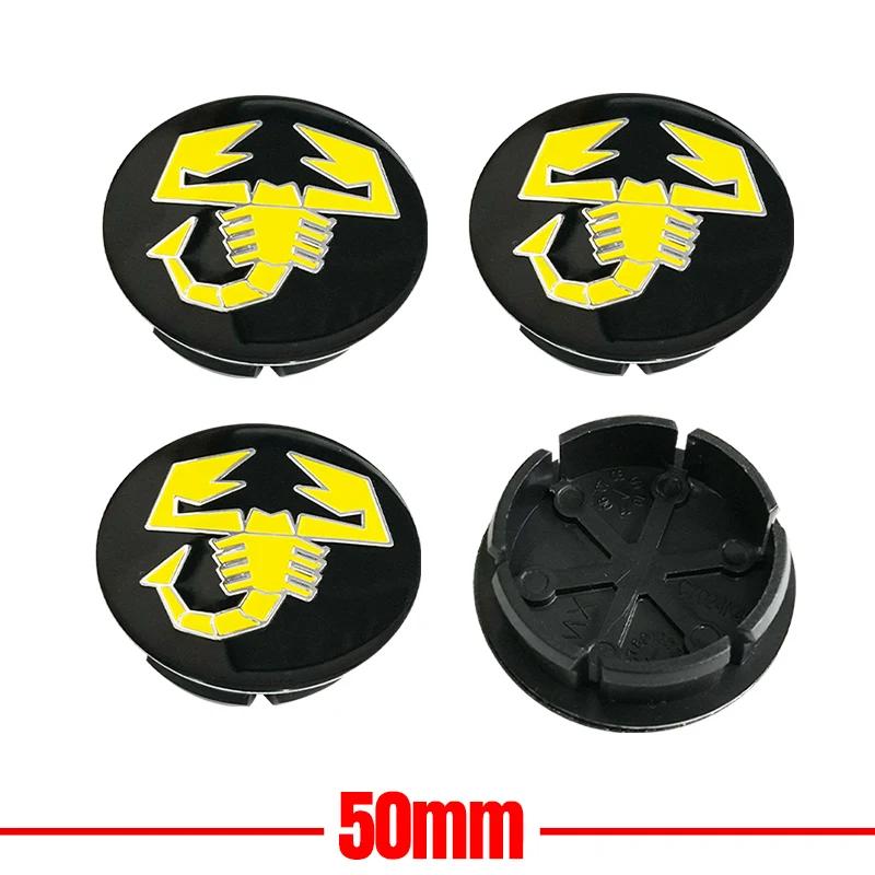 4pcs 3D 50mm logo car emblem Wheel Center Hub Cap auto Rim refit dust-proof badge covers emblem accessories For FIAT Abarth