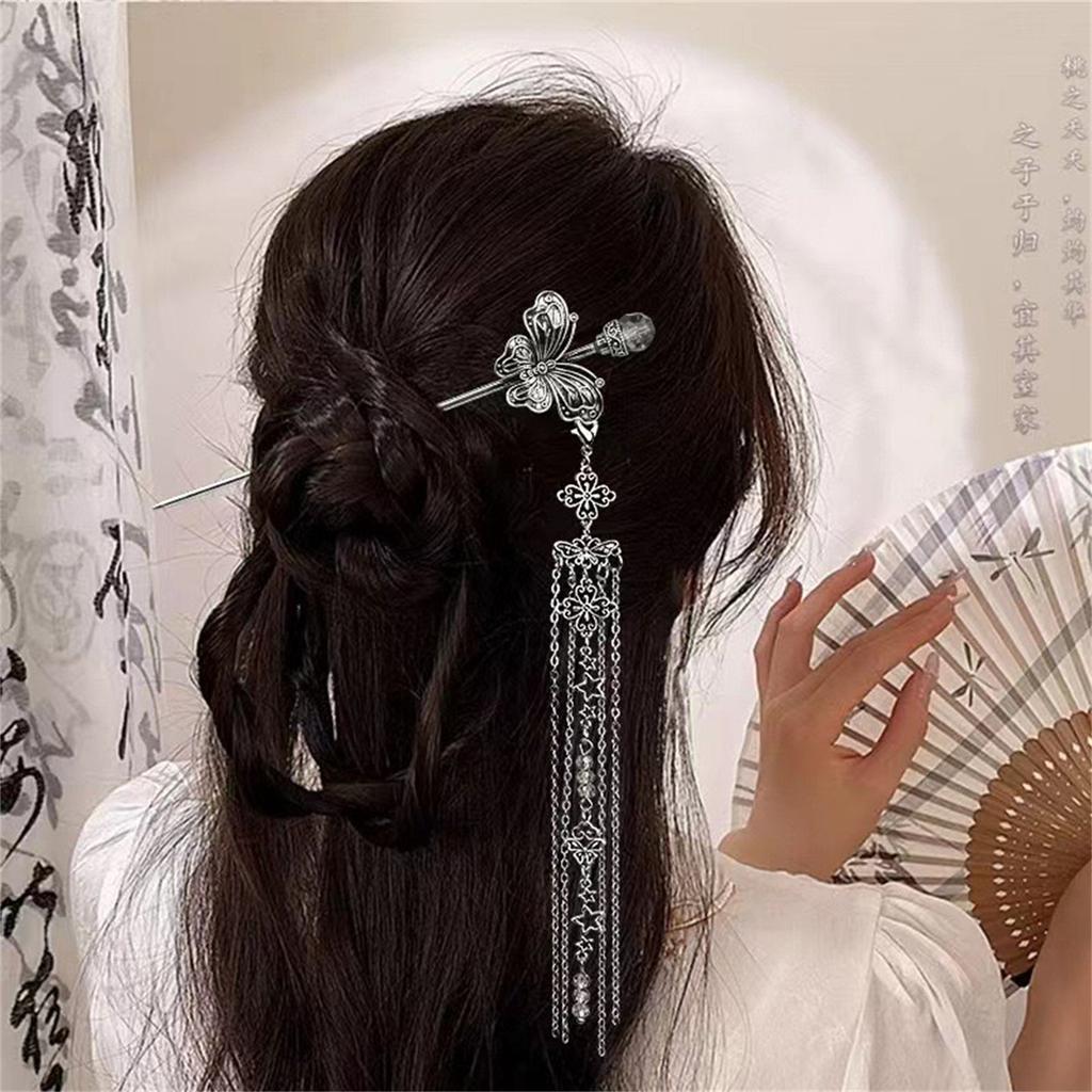 Gothic Pendant Hairpin For Women Metal Moon Tassel Hair Stick Vintage Dress Cheongsam Metal Jewelry Hair Accessories