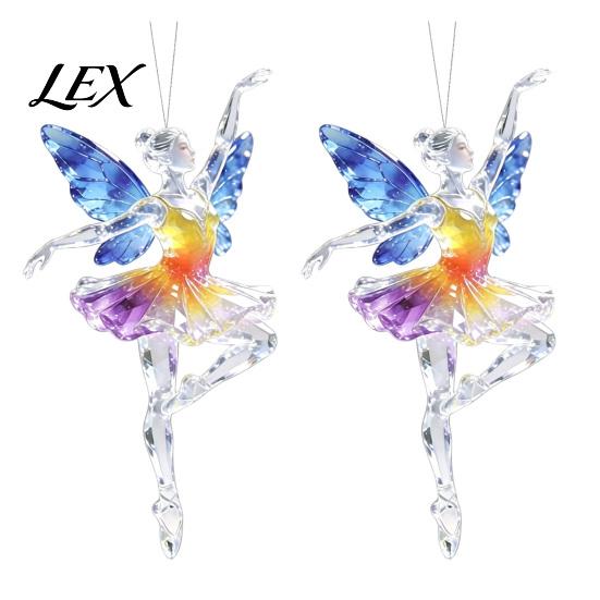 Cute Hanging Accessories 2Pcs Glitter Ballet Girl Keychain, 2D Acrylic Pendant for Bag Backpack, Sparkling Durable Crafts Dancer Car Rearview