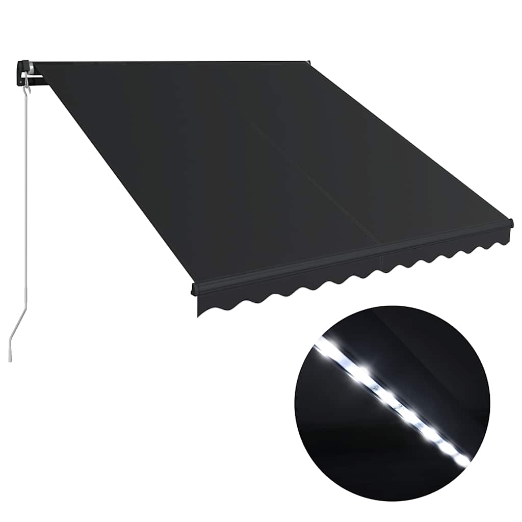 Manual Retractable Awning with LED Lighting 350 X 250 Cm Anthracite Grey
