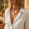 Ethnic Bull Head Pendant Necklace Women Vintage Stainless Steel Stone Beaded Clavicle Chain Party Fashion Jewelry Gift