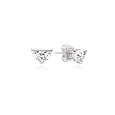 Tirr Lirr Tulip Half Moon Silver-White Earrings TESSVW14003M