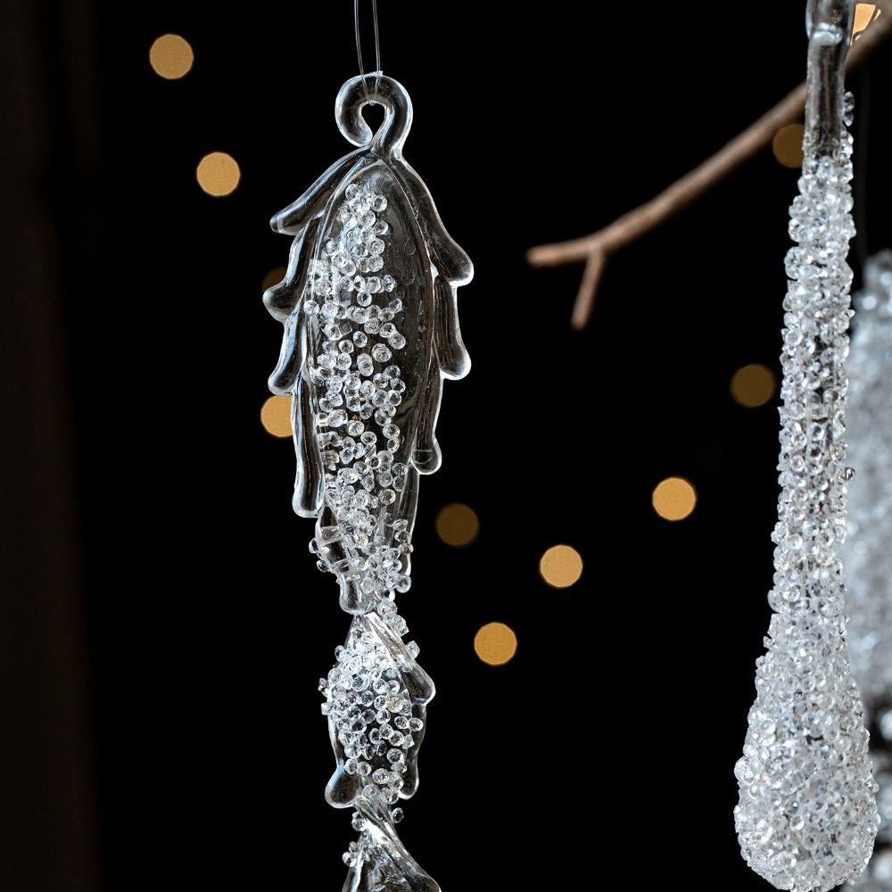 Transparent Christmas Hanging Pendants Water droplet Ice Bar Christmas Decorations Hanging Acrylic Xmas Tree Embellishment