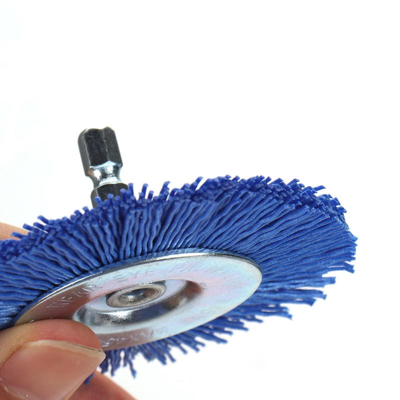For Drill Rotary Tool Remove Rust/Corrosion/Paint Nylon Abrasive Brush Grit 80/120/180/240 Flat Abrasive Wheel Brush 1/4" Shank