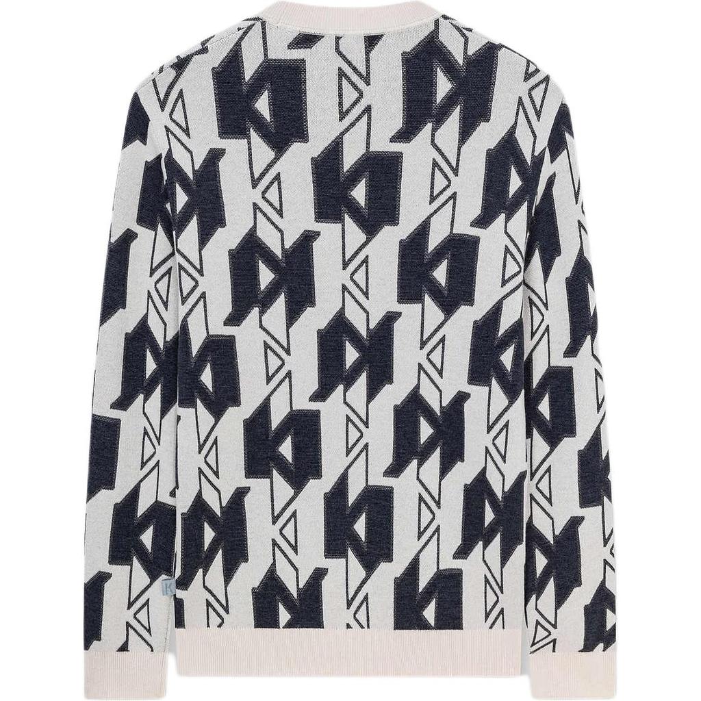 Karl Lagerfeld Urban Street Social Fashion Casual Printed Long Sleeve Crew Neck Sweater Men Sweater Black White 237M2053