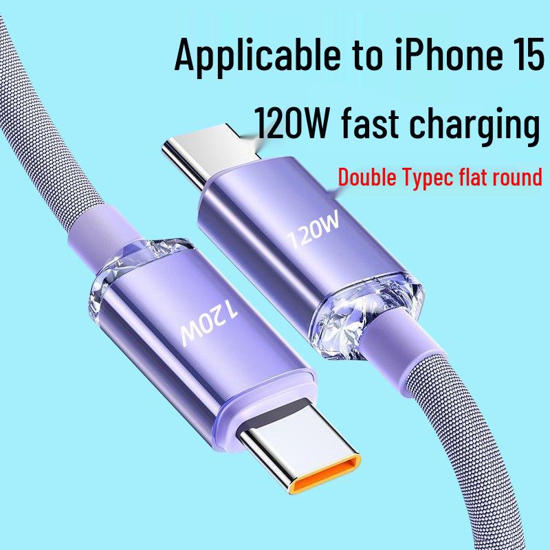 Crystal Shine Dual Type-C Fast Charging Cable for Apple, Huawei, Xiaomi, Vivo, Oppo