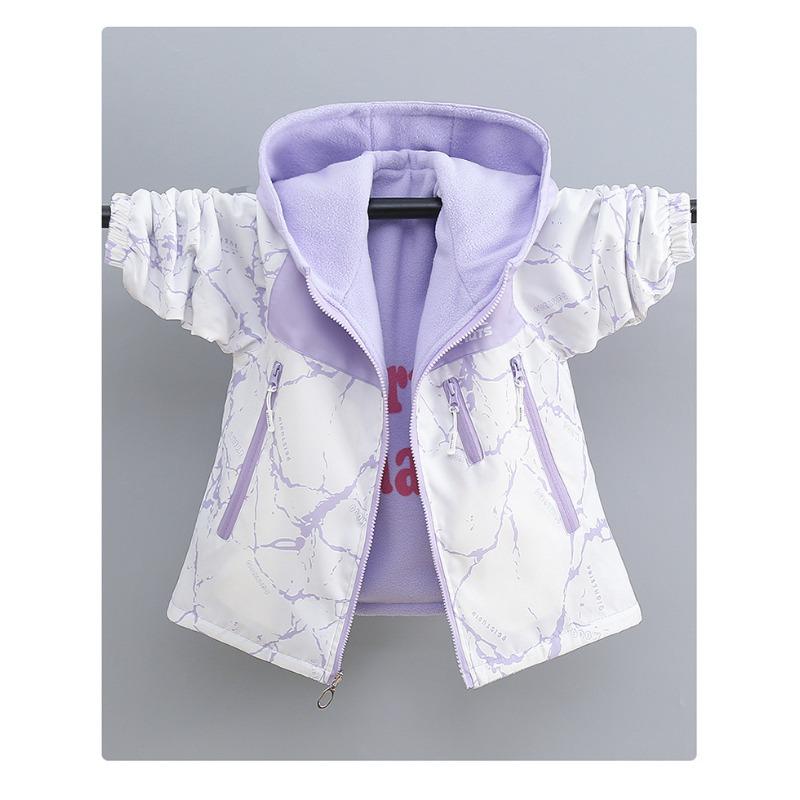 Girls Reversible Fleece Lined Hooded Jacket Big Kids Casual Windproof Outerwear