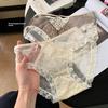 Lady Summer Sexy Leopard Print Pure Want Hollow Lace Lengthen Crotch In Low Waist Triangle Briefs