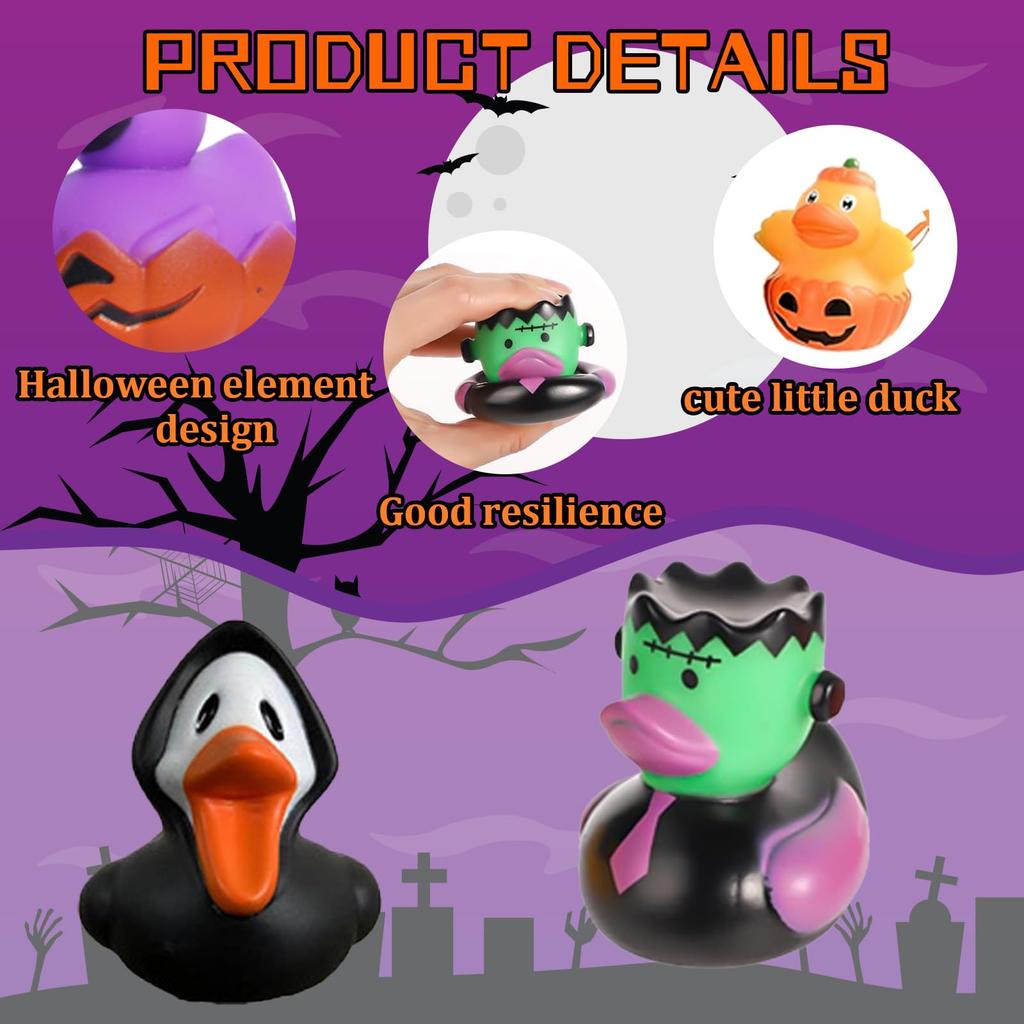24/48Pcs Halloween Rubber Ducks In Bulk,Jeep Ducks For Ducking,Halloween Ducks For Jeeps Party Favors Toy,Floating Ducks