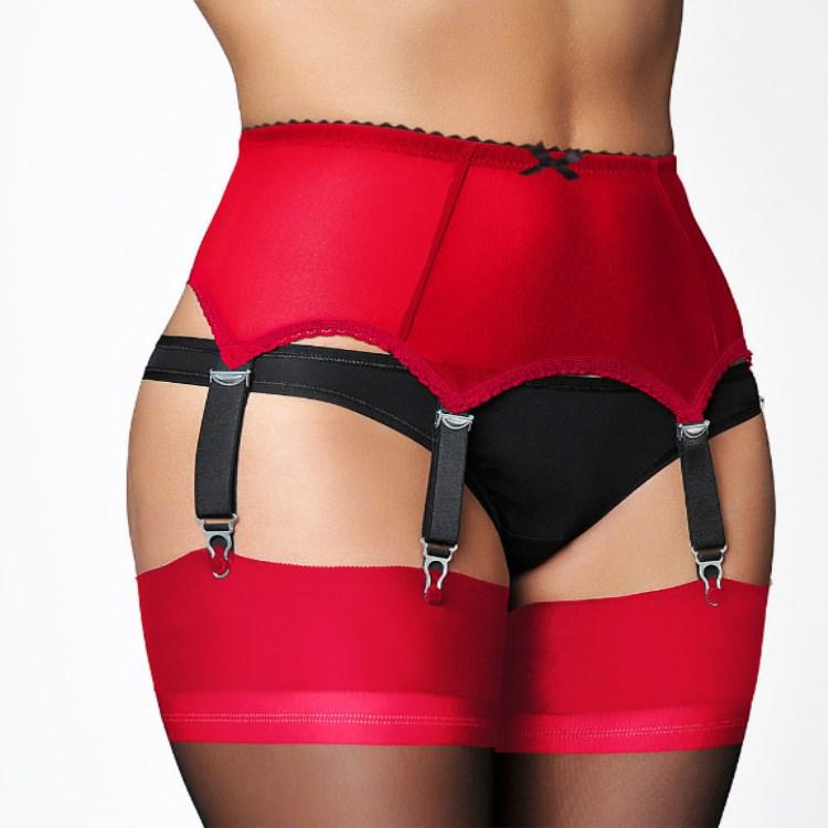 European & American Lace Trim High Waist Adjustable 6-Garter Belt with Metal Buckle - Plus Size for Women
