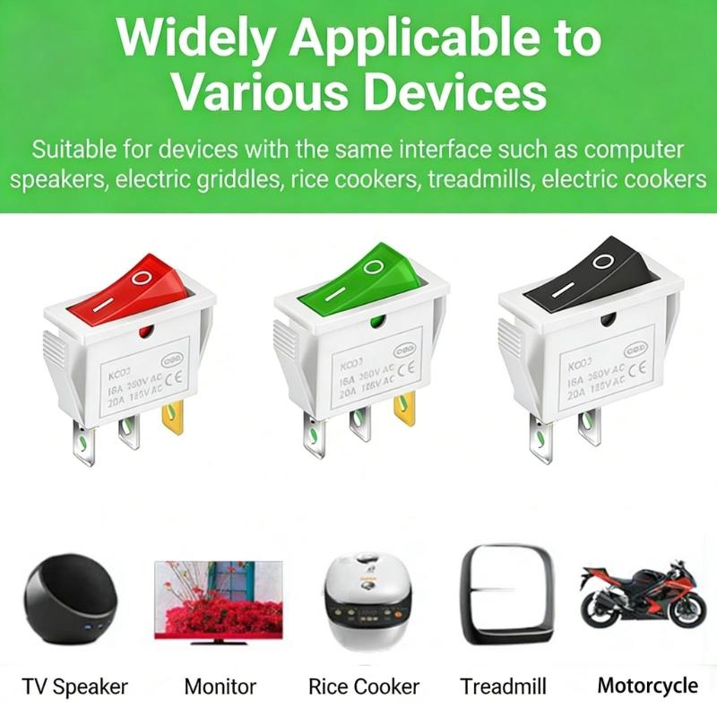 16A 250V Rocker Switches With Red Light Indicators LED Toggles Rocker Switches for Home Appliances And Fitness Equipment
