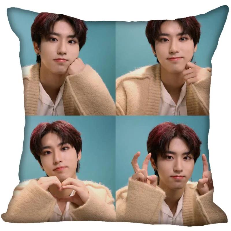 New Han Jisung KPOP Pillow Cover Bedroom Home Office Decorative Pillowcase Square Zipper Pillow Cases 45X45CM Satin Soft No Fade