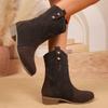 Fashion Aphixta Brown Modern Boots Pointed Toe 5cm Square Heel Woman Ankle Boots Slip On Western Boot Autumn Winter Ladies Shoes