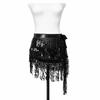 Adjustable Tie Waist Belly Dance Hip Scarf Three Layer Glitter Skirt  for Festival/Vacation