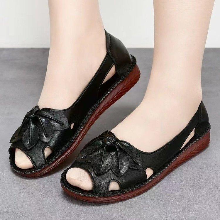 2025 Summer New Sandals Women's  Work Soft-soled Shoes  Non-slip Hollow Fish Mouth Mother Sandals