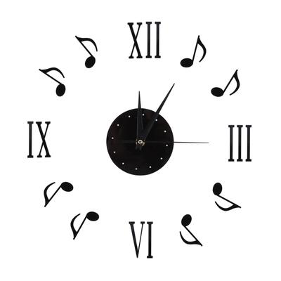 Musiknoten-Wanduhr mit Vinyl-CD-Zifferblatt und römischen 3D-Ziffern für die Inneneinrichtung