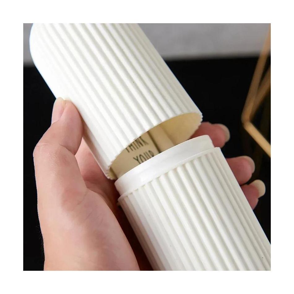 Portable Toothbrush and Toothpaste Storage Box Home Bathroom Accessory Mouthwash Cup Storage Simple Vertical Stripe Wash Cup
