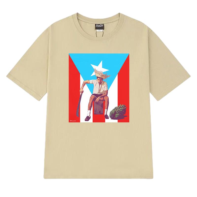 2025 New Bad Bunny Puerto Rico Flag Graphic Short Sleeve T-shirts Men Women Fashion Y2k T Shirt Unisex 100% Cotton Clothing Tops