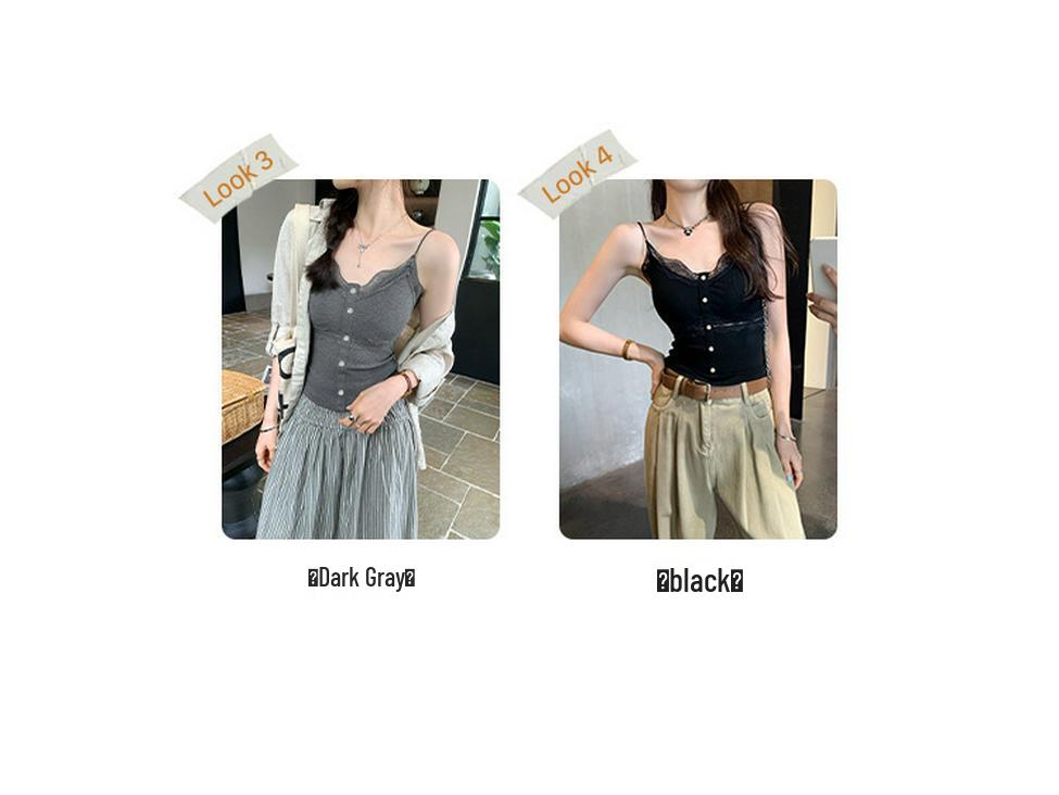 French Lace Splicing Sleeveless Camisole - Women's Summer 2026 Thai Style