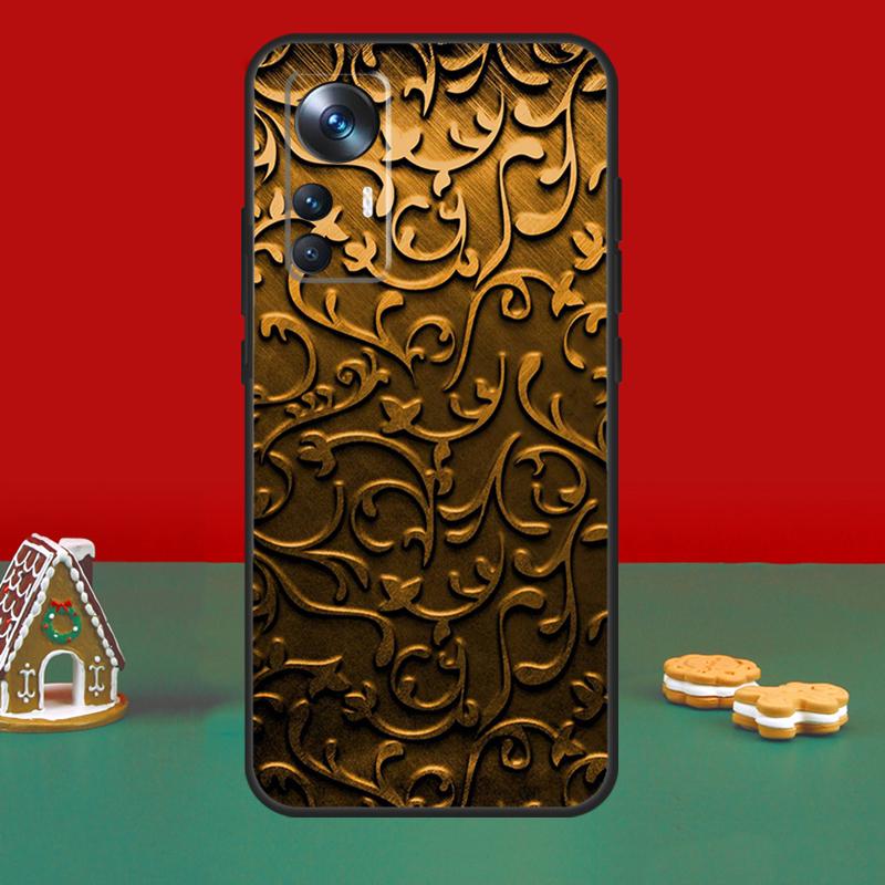 Gold Floral Pattern Case For POCO X6 Pro M6 X3 X5 F3 F5 M5s Xiaomi 13 14 Ultra 12 Lite 11T 12T 13T Pro Cover