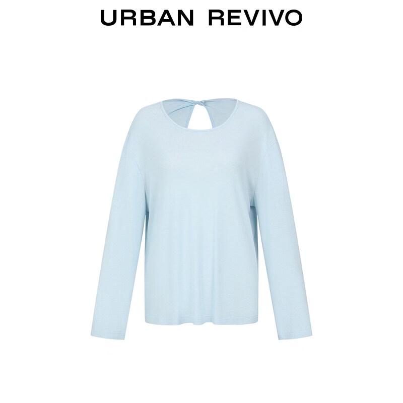 UR2026 Women's Elegant Twisted Back Hollow Out Round Neck T-Shirt