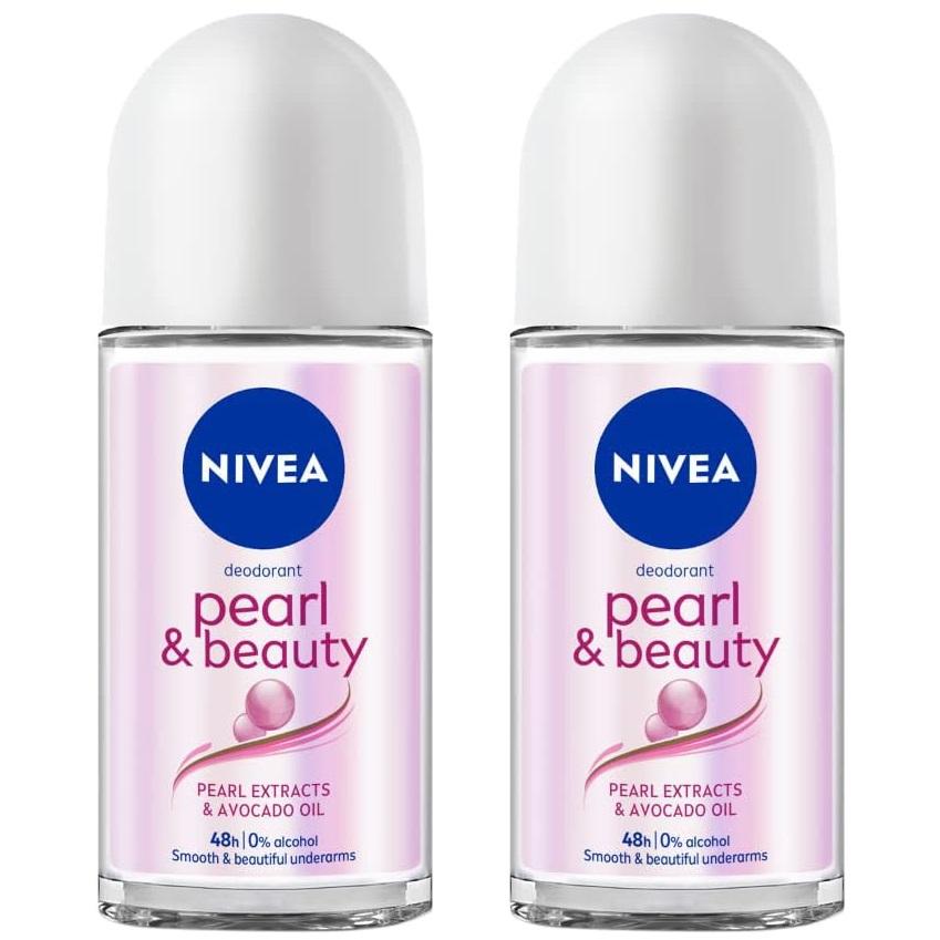 Nivea Deodorant Roll On, Pearl & Beauty For Women 50ml (Pack of 2)