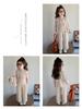 2025 Autumn Girls' Korean Style Three-Piece Set: Teddy Bear Cardigan, Knitted Sweater Vest, and Wide-Leg Pants