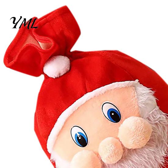 Fabric Present Pouch Christmas Santa Claus Sack, Adjustable Drawstring Gift Bag, 3D Festival Candy Bags Pouch, Holiday Party Supplies Xmas Favor