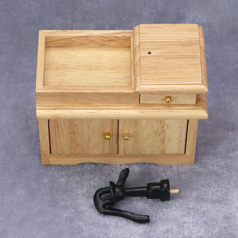 1:12 Dollhouse Miniature Bathroom Sink Cupboard Kitchen Wash Basin Drawer Furniture Model Decor Toy Doll House Accessories