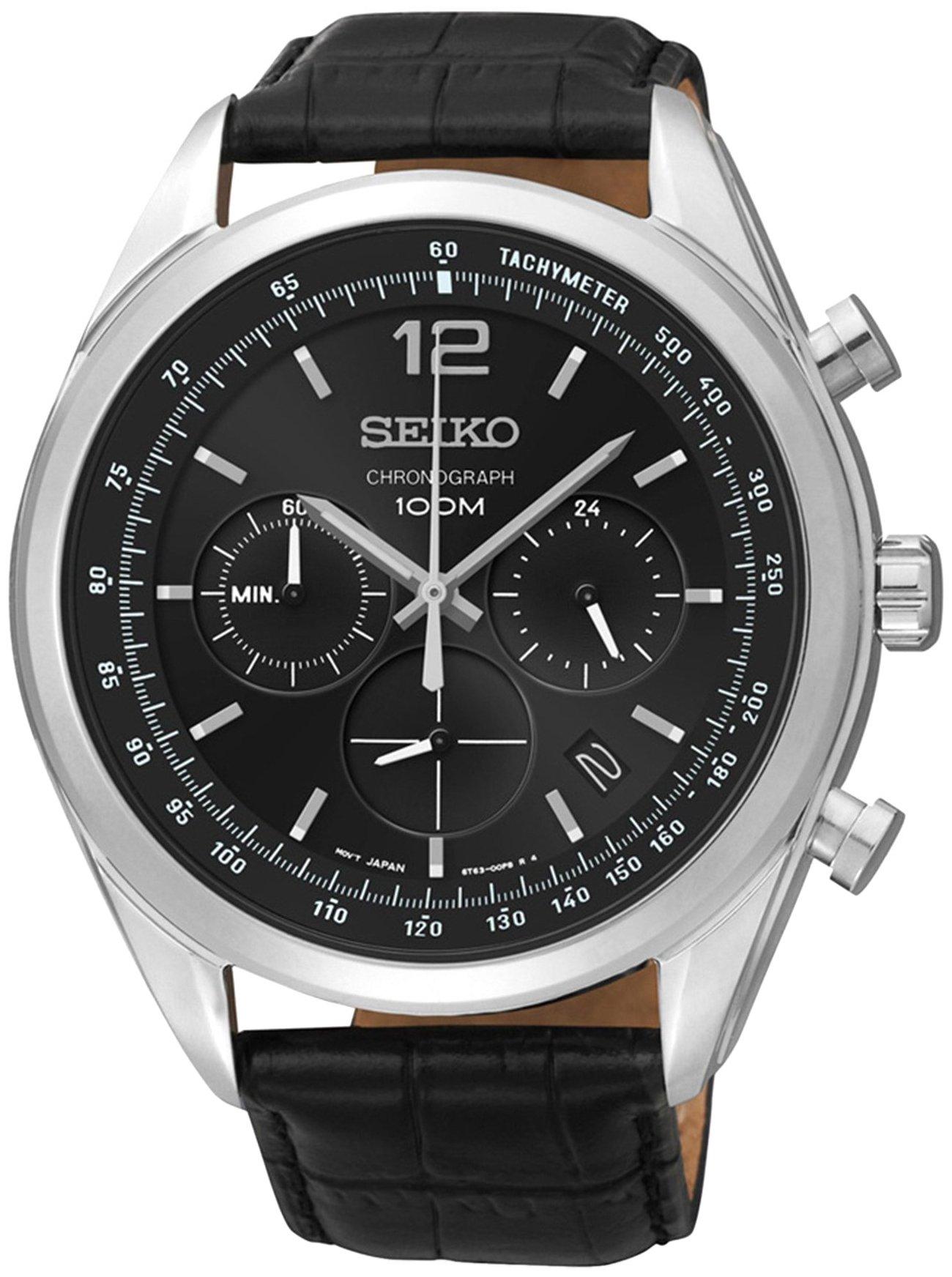 

[Seiko] Seiko Watch Chronograph Black Dial Stainless Steel Black SSB097P1 Men s