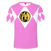 Pink Ranger Costume T-Shirt Unisex Mighty Morphin Power Rangers Pterodactyl Emblem 3D Print Cosplay Short Sleeve Casual Graphic Tee
