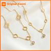 Vonx Minimalist Hollow Oval Zircon Necklace for Women Stainless Steel 18K Gold Plated Flower Charms Choker Party Daliy Jewelry