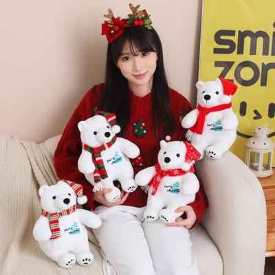 Cachecol de Natal boneca urso polar brinquedo de pelúcia boneca urso polar branco boneca de pano calmante para menina