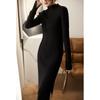 Mid-length Knitted Dress for Women In Autumn and Winter Half Turtleneck Slimming Casual Sweater Dress