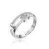 Three Jie Heart Shaped Diamond Inlaid Adjustable Opening Ring Wholesale Silver Jewelry