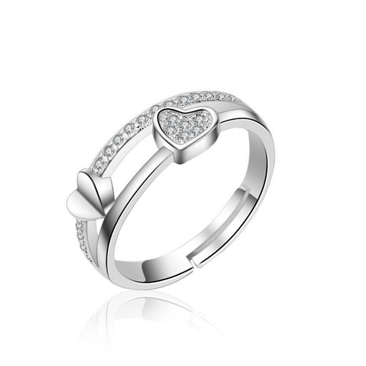 Adjustable Ring Opening Heartshaped Lady Couple Fashion Simple And Beautiful