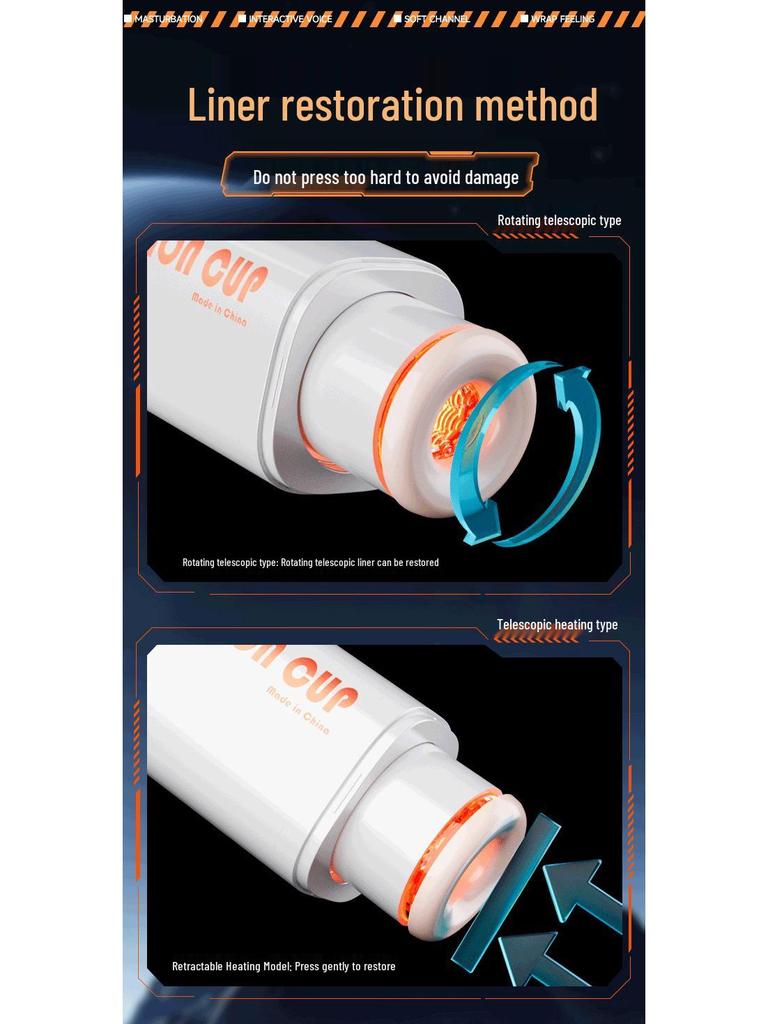 Selbstheizender einziehbarer männlicher Masturbator mit aufblasbarer Puppenfunktion - Erwachsenenspielzeug