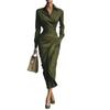 2025 Autumn Slim Fit Long Sleeve Dress: Elegant Women's Shirt Collar Long Skirt