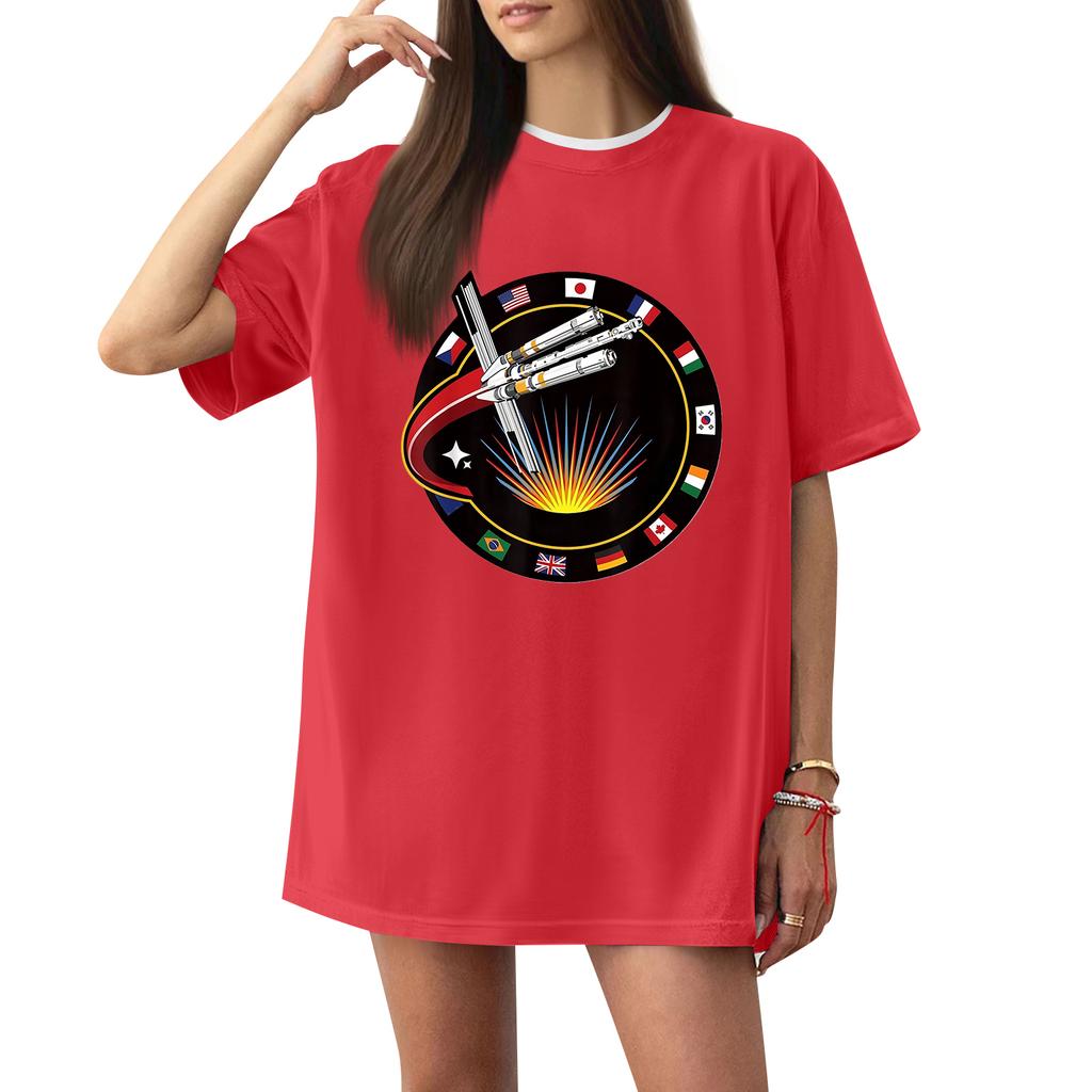 Women's Casual Printed T-Shirt Round Neck Pullover Short Sleeve Top