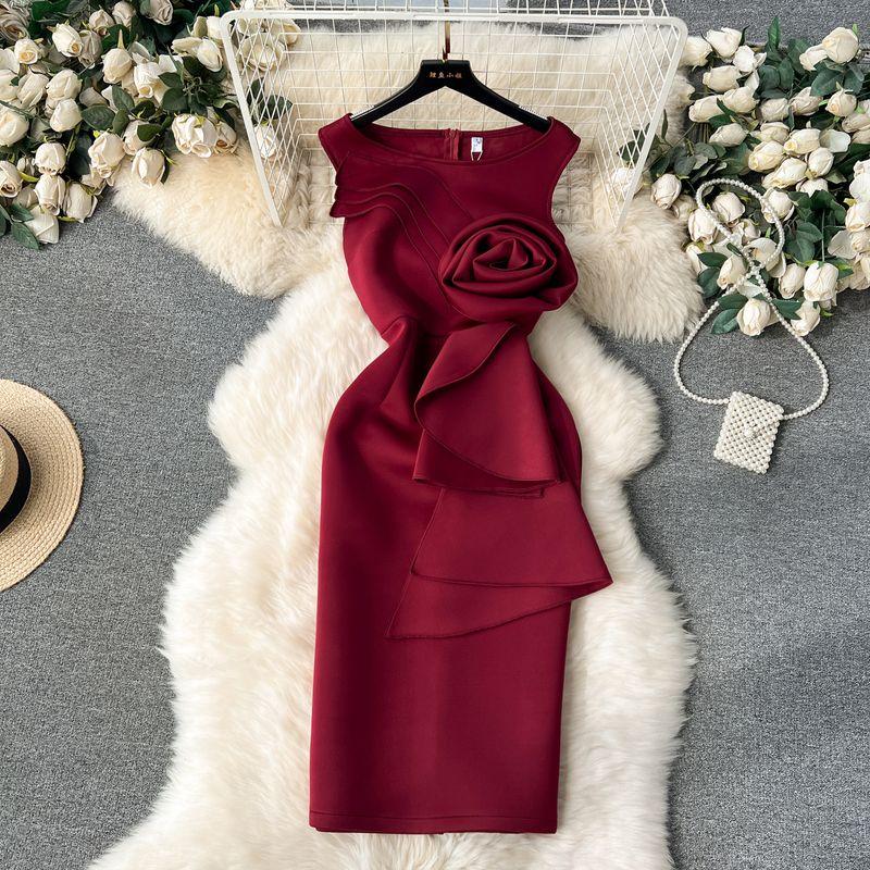 

Fujia Qianjin Party Silm High-End Dress Dress Burgundy S