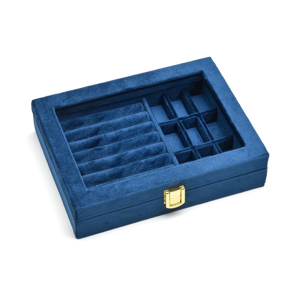 Jewelry Organizer Box With Velvet Material For Ring And Earring Storage