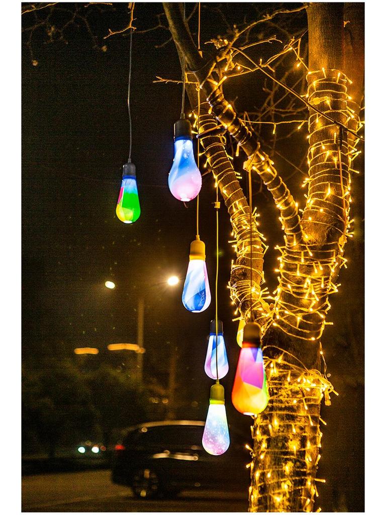 Colorful LED Tree Pendant Light - Glazed Wishing Bottle for Outdoor Festival and Street Decoration