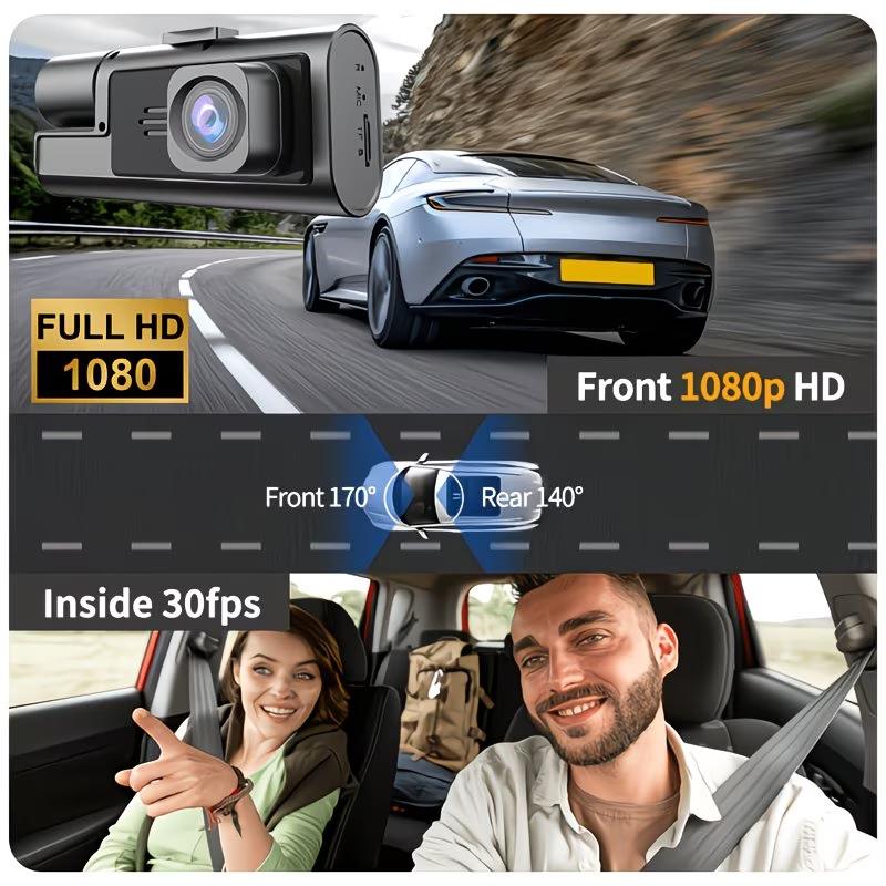 Dual/Triple-channel HD Dash Cam, 1080p FHD, Front/In-Car/Rear View, Rotating Lens, G-Sensor, Night Vision